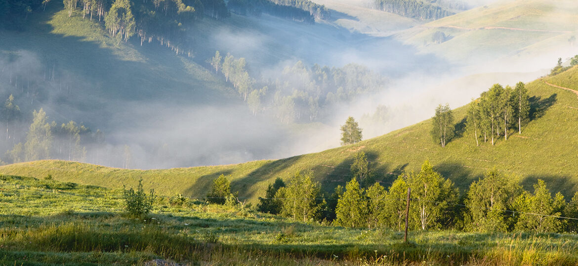 Aerial shot of an amazing mountain landscape in Transylvania, Romania